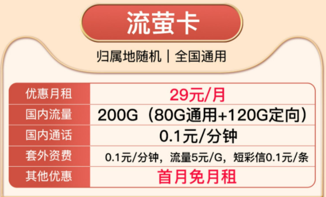 有沒有首月免月租的流量卡套餐？電信純流量29元通用套餐介紹