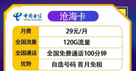 29元滄?？?20G流量+100分20年長期套餐|29元豐登卡100G+首月免費(fèi)